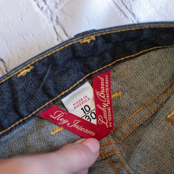 Lucky Brand Lola Boot Jean by Gene Montesano Jeans Red Inseam USA Size 10/30 - Picture 7 of 12